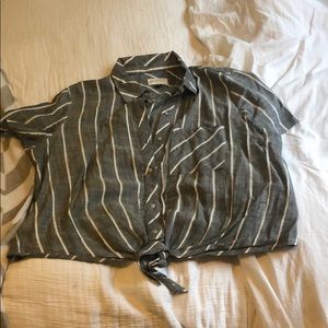 Tied button down crop top